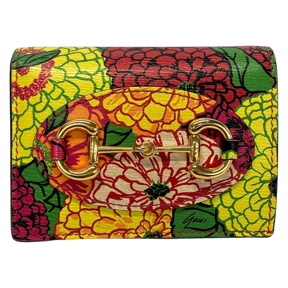 Gucci Horsebit 1955 Bifold Wallet 621887 Pink Yellow Multi